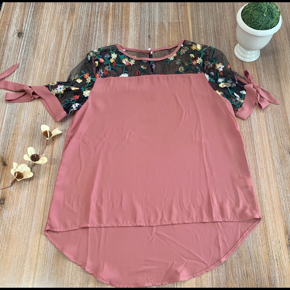 New! Floral Sheer Top Blouse